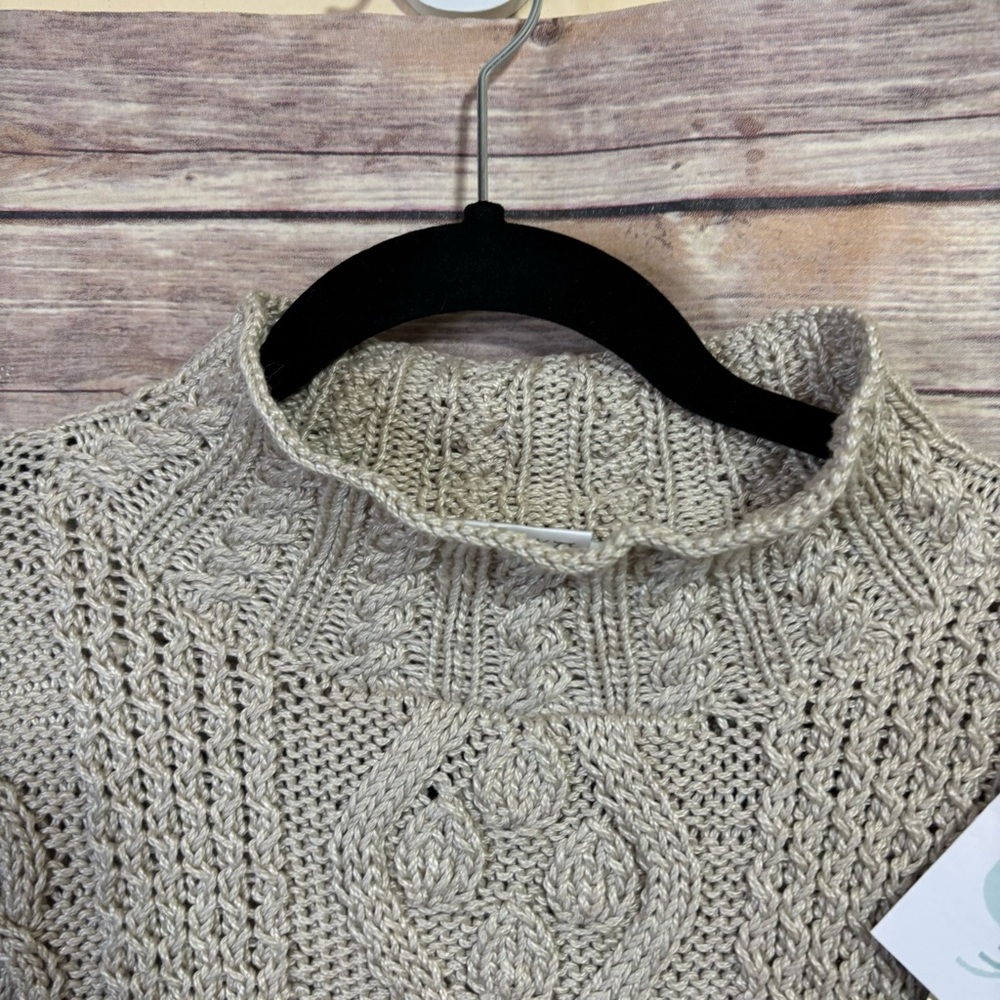 Deirdre McGuire Hand Knitted Cable Knit Mock Neck Size Large - Picture 2 of 8